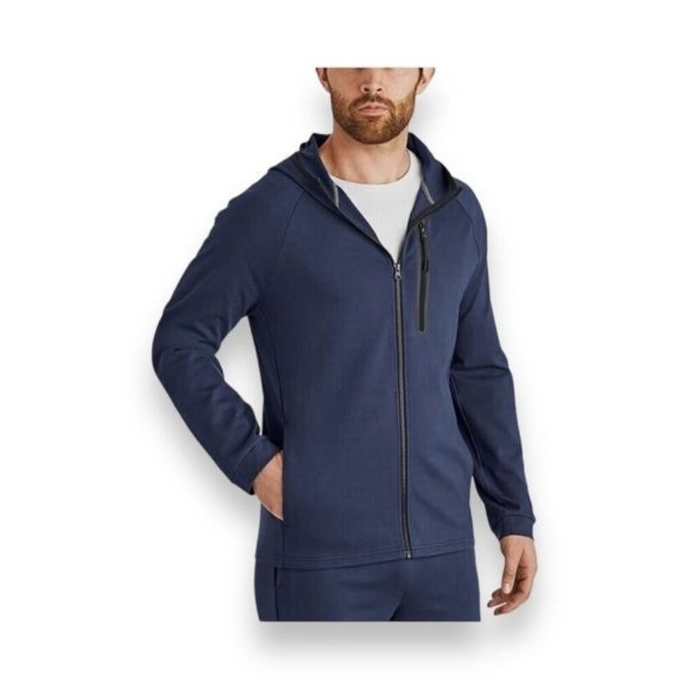 Member’s Mark Mens Premium Stretch Luxe Full Zip Hoodie, Blue Cove, size XXL